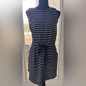 Caslon navy and white stripe drawstring dress size S